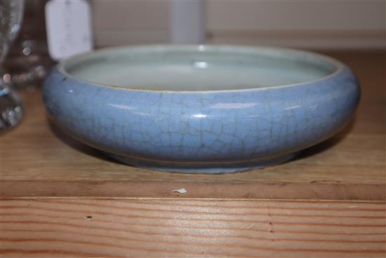 A Chinese blue crackle glaze brushwasher, 19th century